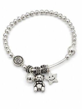 Kids Sterling silver beaded charm bracelet NEW